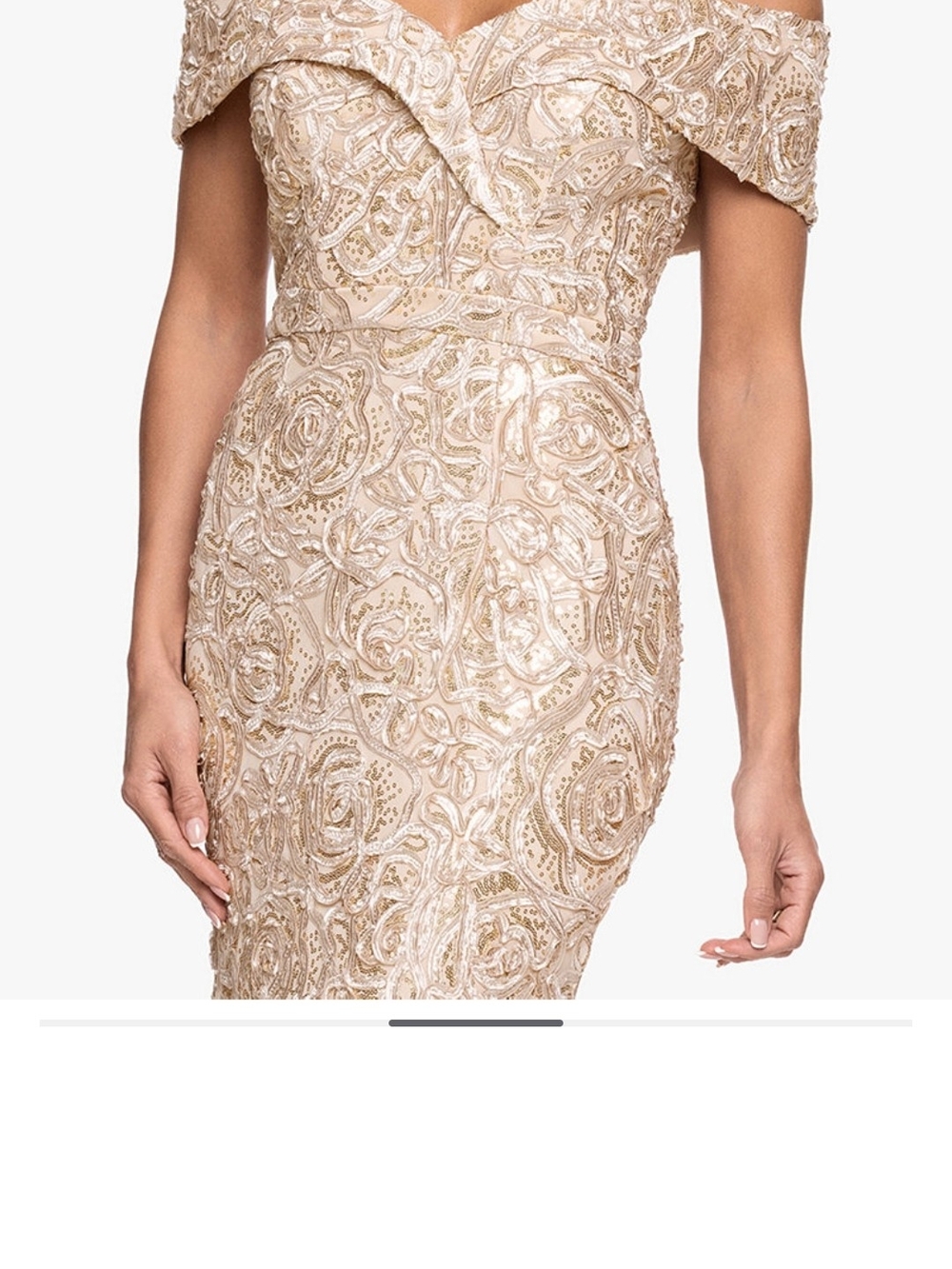 Off-Shoulder Evening Gown in Champagne - Picture 3 of 5